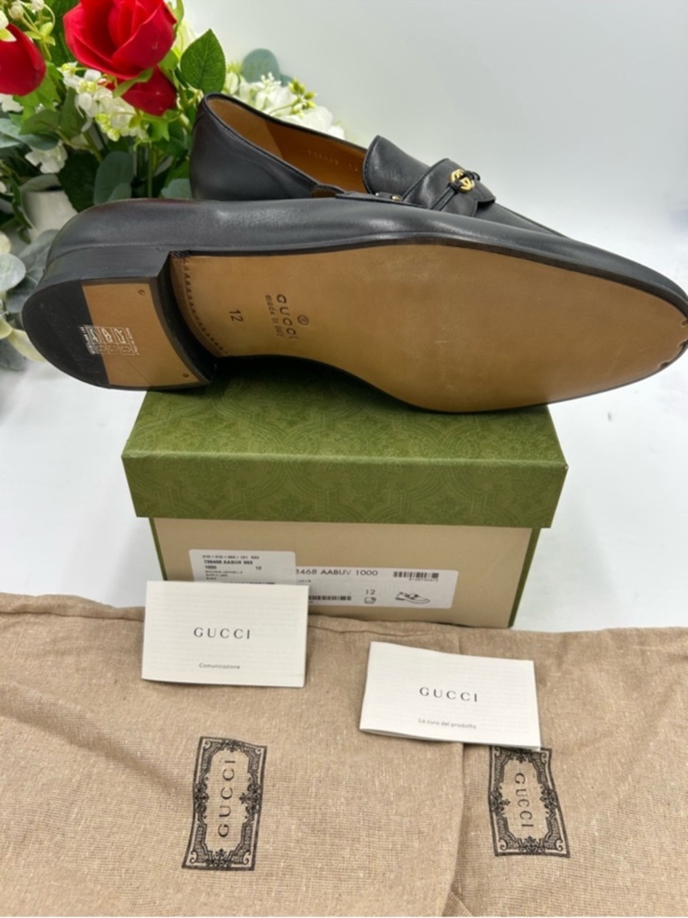 Men’s Gucci interlocking G logo leather loafers size 12 made Italy - Picture 8 of 9
